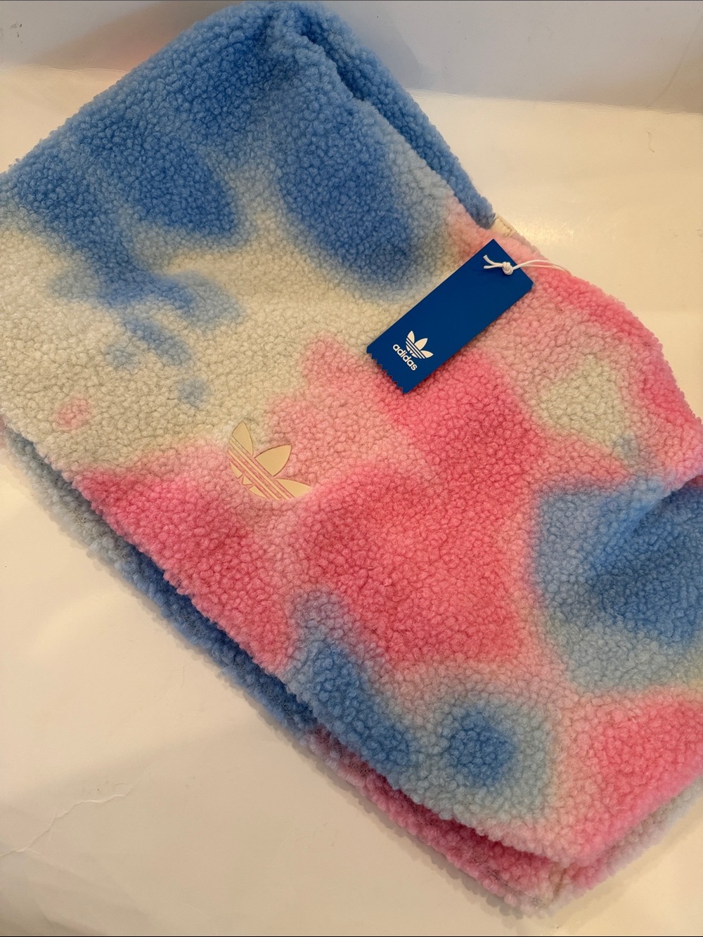 NWT Adidas Pink Blue Cream Sherpa Shoulder Bag